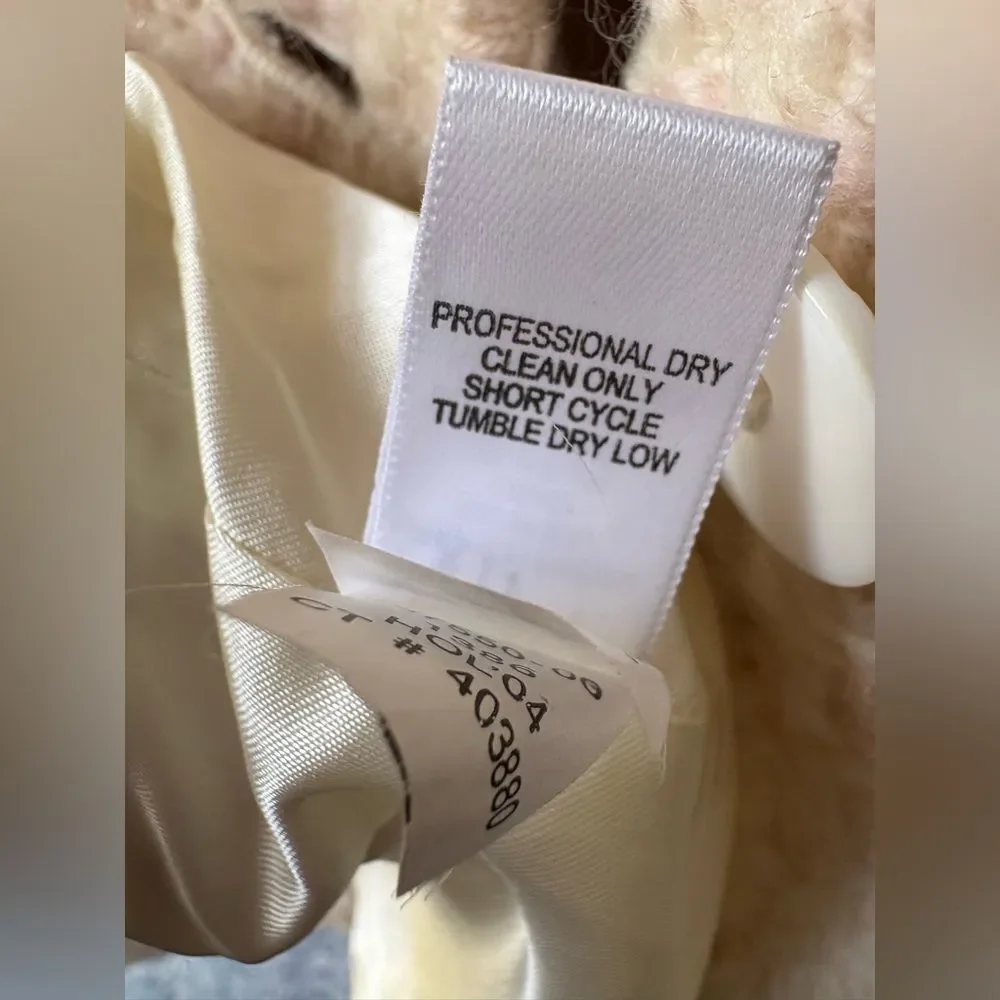 VTG Banana Republic Cream Pink Wool Sequin Coat Size MP - Picture 11 of 12